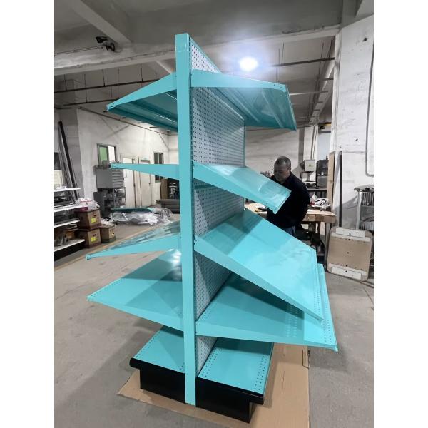 Rustproof Retail Metal Gondola Shelving Display Gondola Display Stands