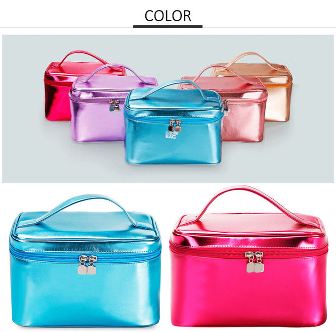Daily Waterproof Blue Wash PU Cylinder Makeup Bags