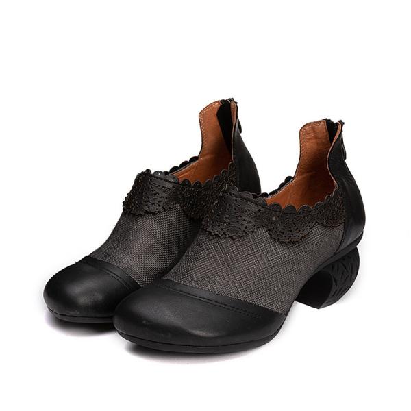 S071 2020 autumn women's shoes single shoes retro handmade hollow carved leather
