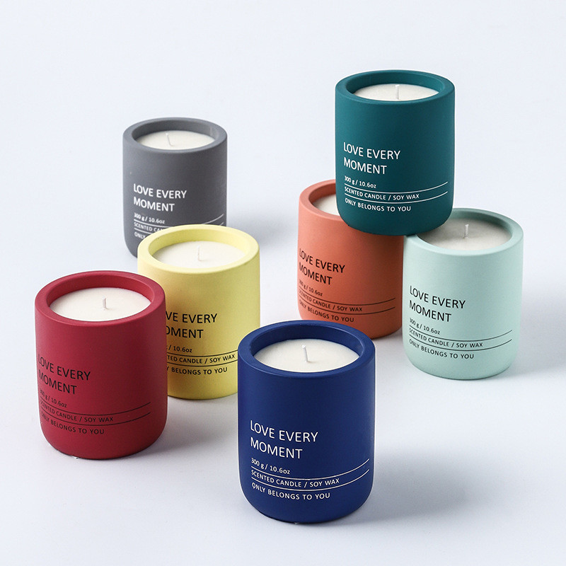 Custom Logo Nordic Cylinder Concrete Candle Holders