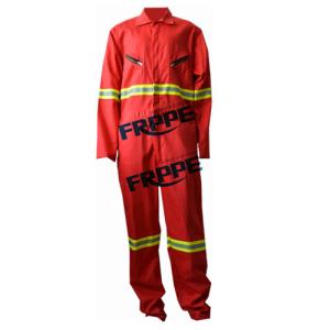 China Red 100 Fire Resistant Coveralls With Reflective Tape For Welder Workwear factory