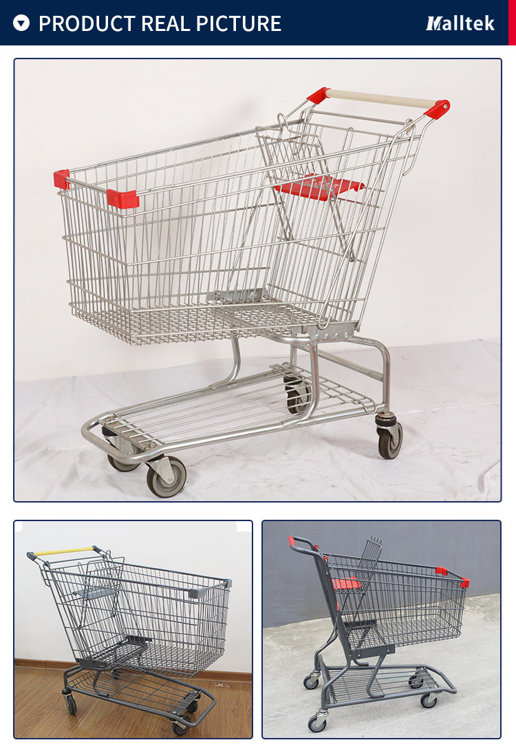 180L Heavy Duty Supermarket Shopping Trolley Cart Customized