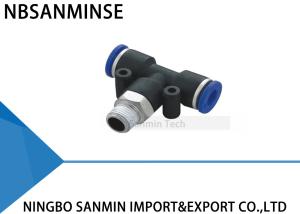 China PT Plastic Male Branch Tee Fitting Pneumatic Push In Machine Accessories Connector Sanmin factory