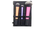 Black Rubber Handle Travel Size Makeup Brushes 108g Three Pieces