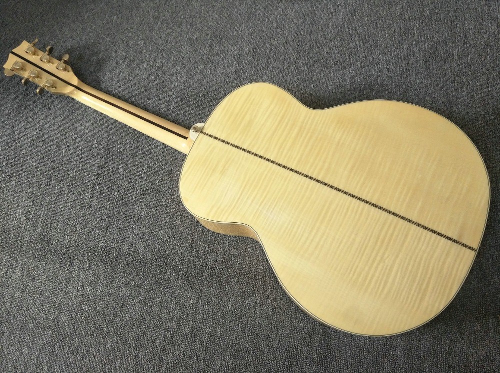 Left hand Acoustic Guitar 43 inches SJ200 Maple Acoustic Guitar Back / Side Tiger Stripes