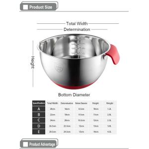 304 Stainless Steel Mixing Bowl with ABS Lid 1200ml-4500ml