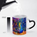 Colorful Peacock Color Changing Mug Ceramic Coffee Heat Sensitive Cup Discolorat