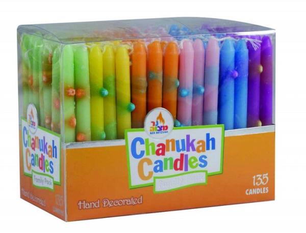 135pk 100% paraffin wax unscented family pack chanukah candles packed into gift