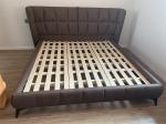 Frosted Fabric King Size Upholstered Bed Headboard Hotel Bedroom Bed
