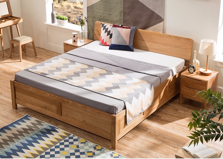 Oak Drawer Wooden Box Bed