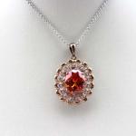 925 Silver 9mmx11mm Oval Amethyst Cubic Zircon Pendan Silver Chain Necklace