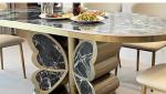 Fashionable Hotel Restaurant Furniture Marble Butterfly Shape Metal Base Dining