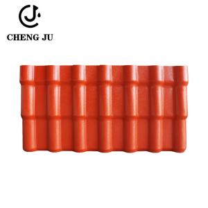 China Orange Color PVC Roof Tile Bamboo Joint Roofing Resinvilla Tile 20ft Glazed Roof Tiles factory