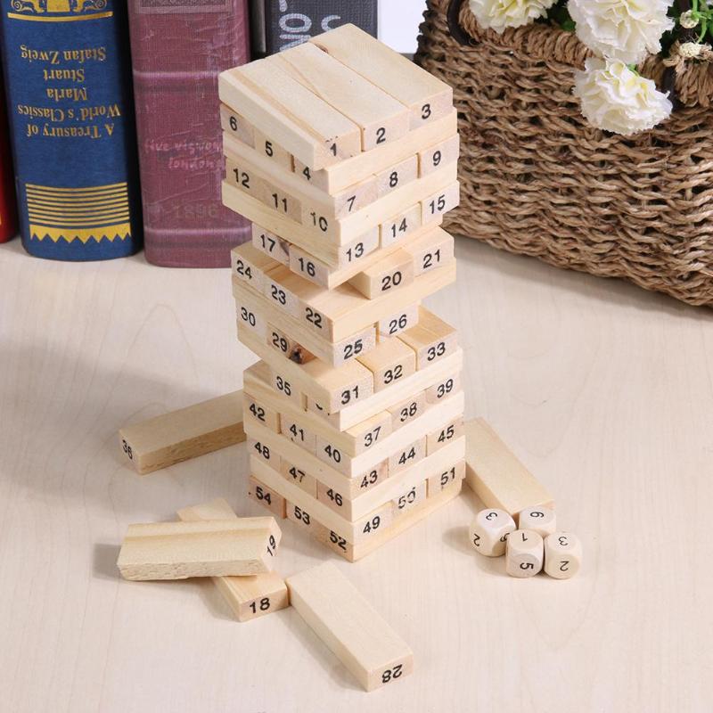 Digits Domino Wooden Building Blocks Toy Tower Stacking Game