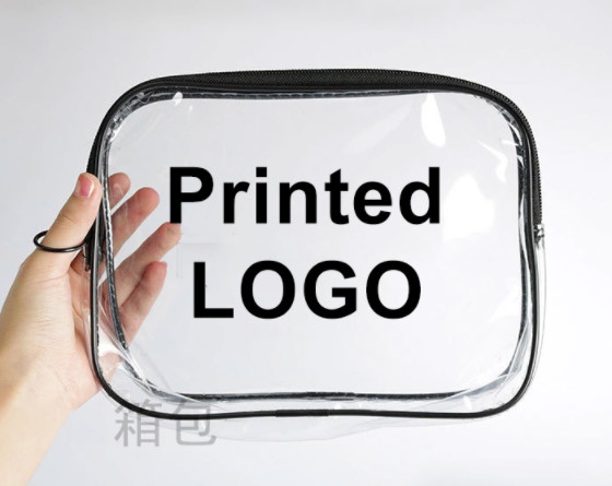 Waterproof PVC Zipper Bag / Customized Plastic Clear PVC Bag With Piping