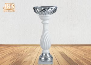 China Silver Leaf Fiberglass Flower Bowls Pedestal Plant Stand Wedding Decor factory