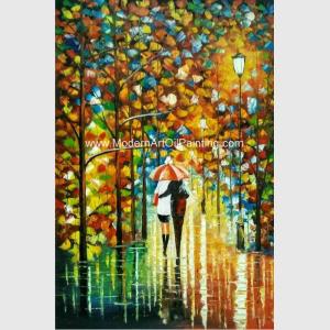 China Handmade knife art painting on Canvas Colourful Night View for Wall Decoration factory