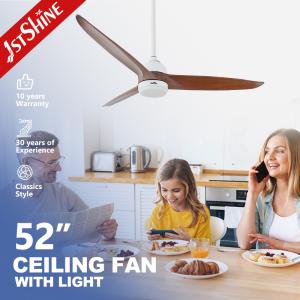 China 52 Inches Wood Ceiling Fan With Light Reversible Dc Motor Smart Remote Control factory