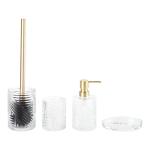 4pcs Glass Bathroom Accessories Set Clear With Round Shape Ribbed Stripe