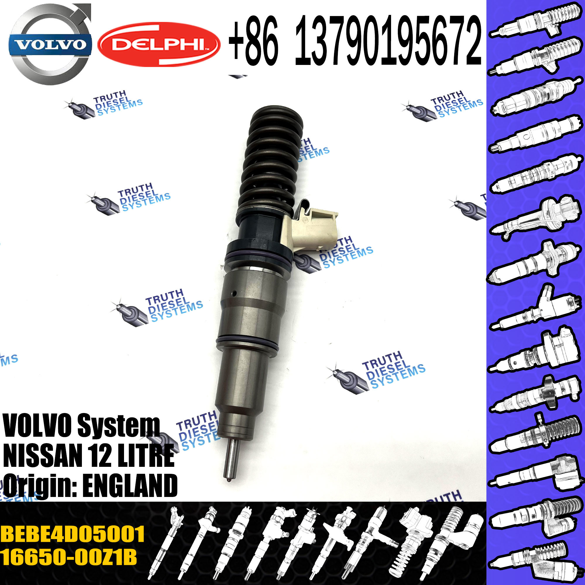 Direct Sale Diesel Fuel Injector 16650-00Z1B BEBE4D05001 For NISSAN 12 LITRE