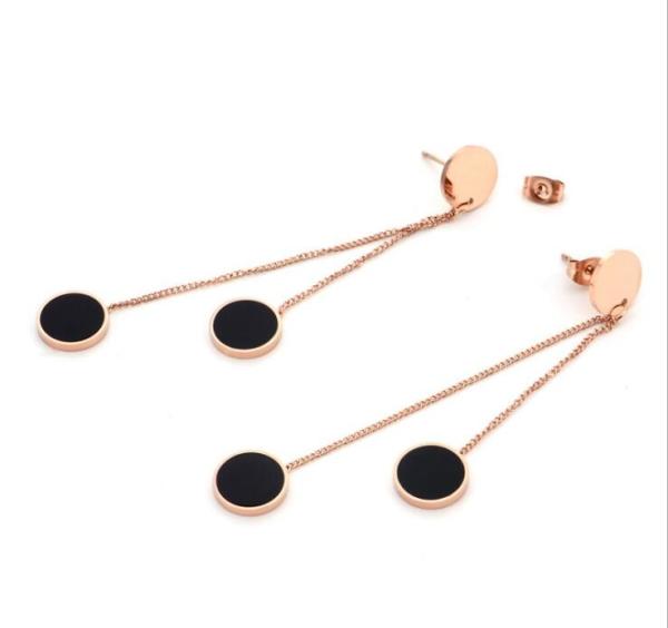Long Tassel Stainless Steel Earring, High-end Black Drop Earring for Girls Long