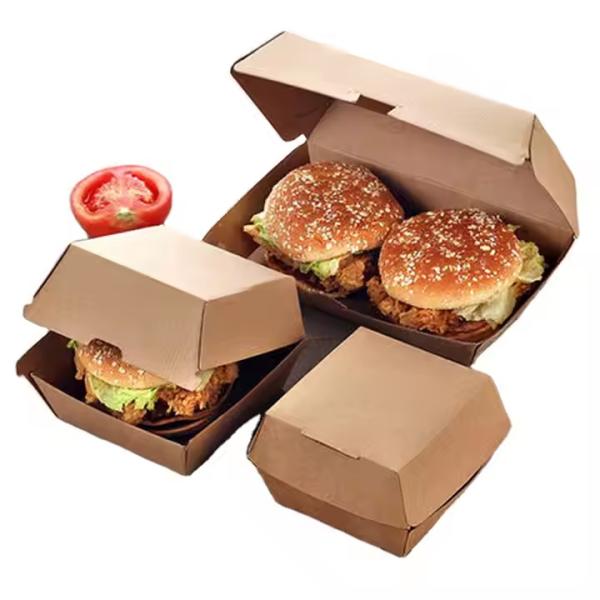 Custom-Printed Recyclable Kraft Burger Box Customer's Logo Eco-Friendly Food