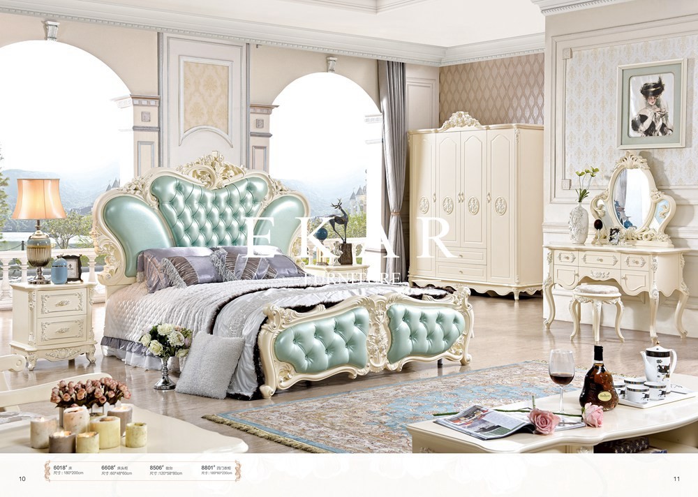 Europe style bedroom furniture classical leather bed
