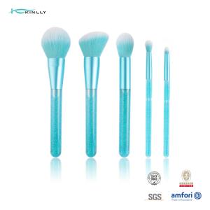 China Liquid Handle 5PCS Luxury Makeup Brushes Bling Shiny Liquid Quicksand Glitter Blue OEM factory