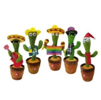 Plush Electronic Cactus Flower Toy Recording Repeating Talking Back Playing