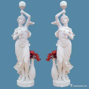China Outdoor Garden White Marble Stone Sculpture Double Figures Weathering Resistance factory