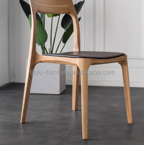 Nordic Stackable Wood Dining Chair for Hotel Restaurant General Home Furniture Mail Packing N