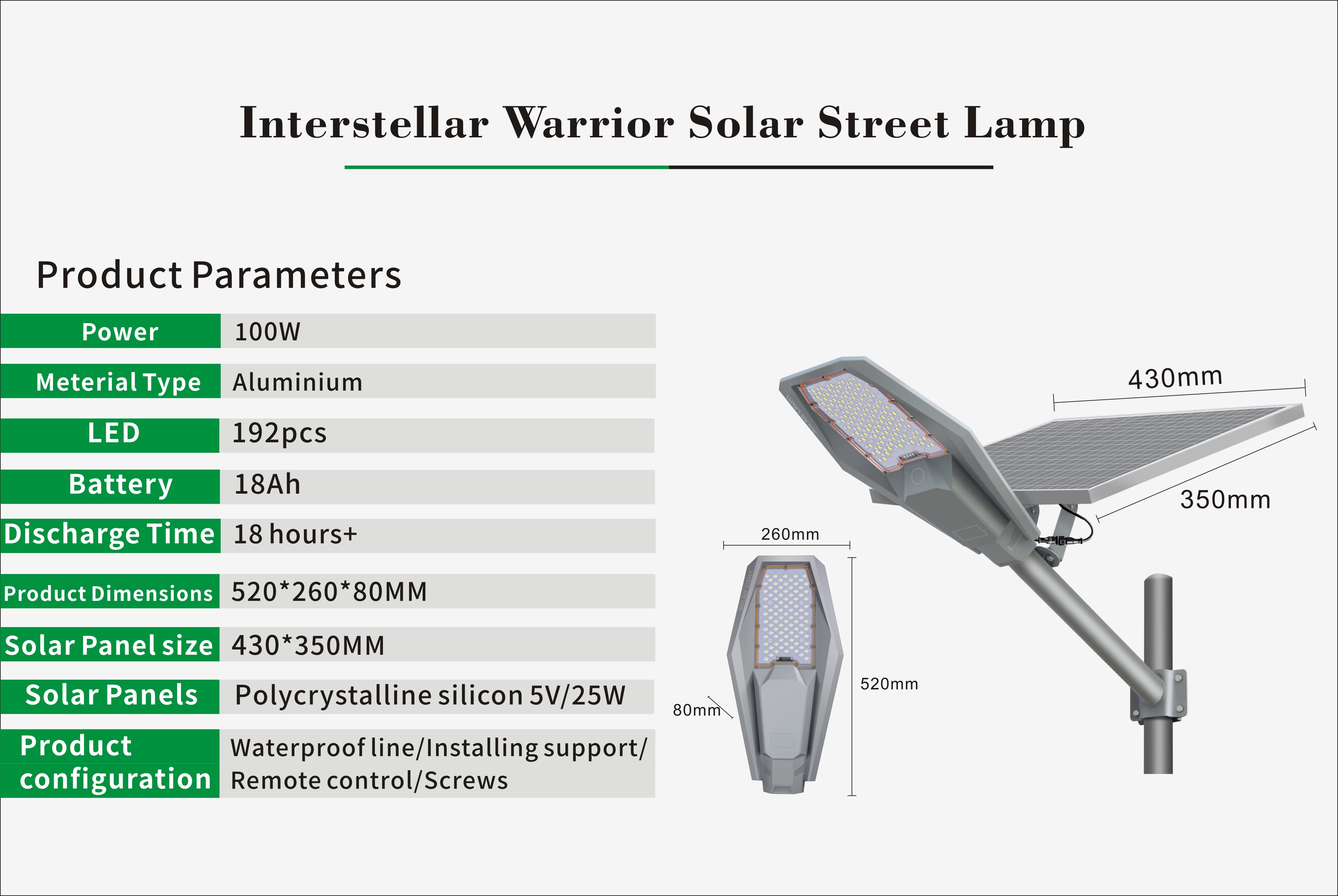 Die casting aluminum housing Interstellar Warrior model 300W 400W Solar Powered LED Street Lights
