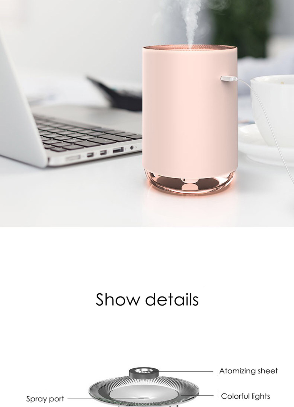 255ML Ultrasonic Air Humidifiers 7 Color Lights Portable Mini Car USB Essential Oil Humidifier
