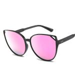 Female Silver Pink Lens Sunglasses Round Rose Gold Frame Retro Color Mirror Lens