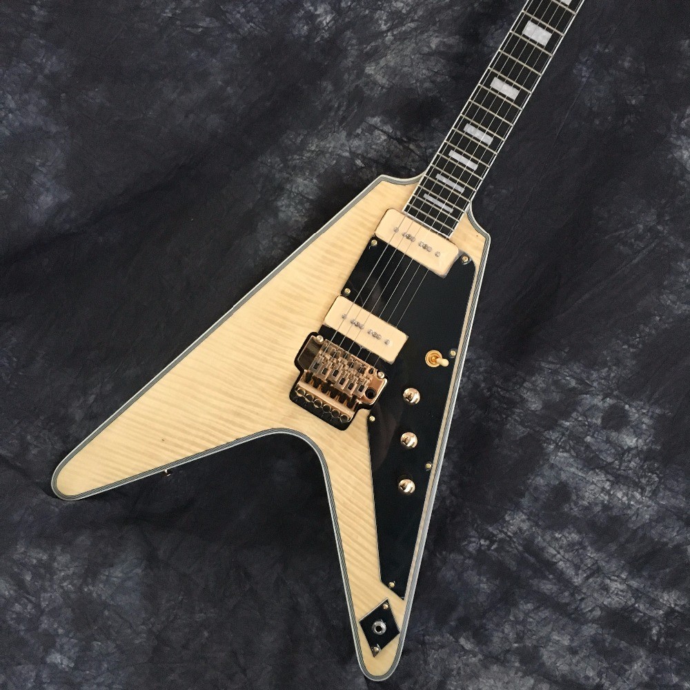 China Flying V Guitar. electric guitar. Good sound quality flying v electric guitar natural color