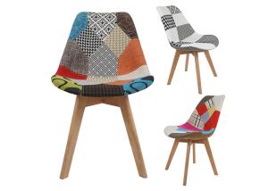 China Restaurant Home Ergonomic Odm Patchwork Dining Chair With Wooden Legs factory