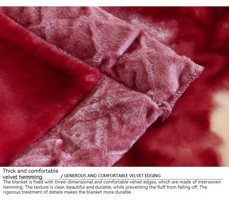 Customized Pattern Luxury 100% Polyester Raschel Mink Blanket with Microfiber Fabric