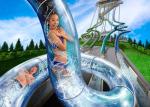 Adult Construction Spiral Swimming Pool Slide Theme Park Water Slide 90 KW Power