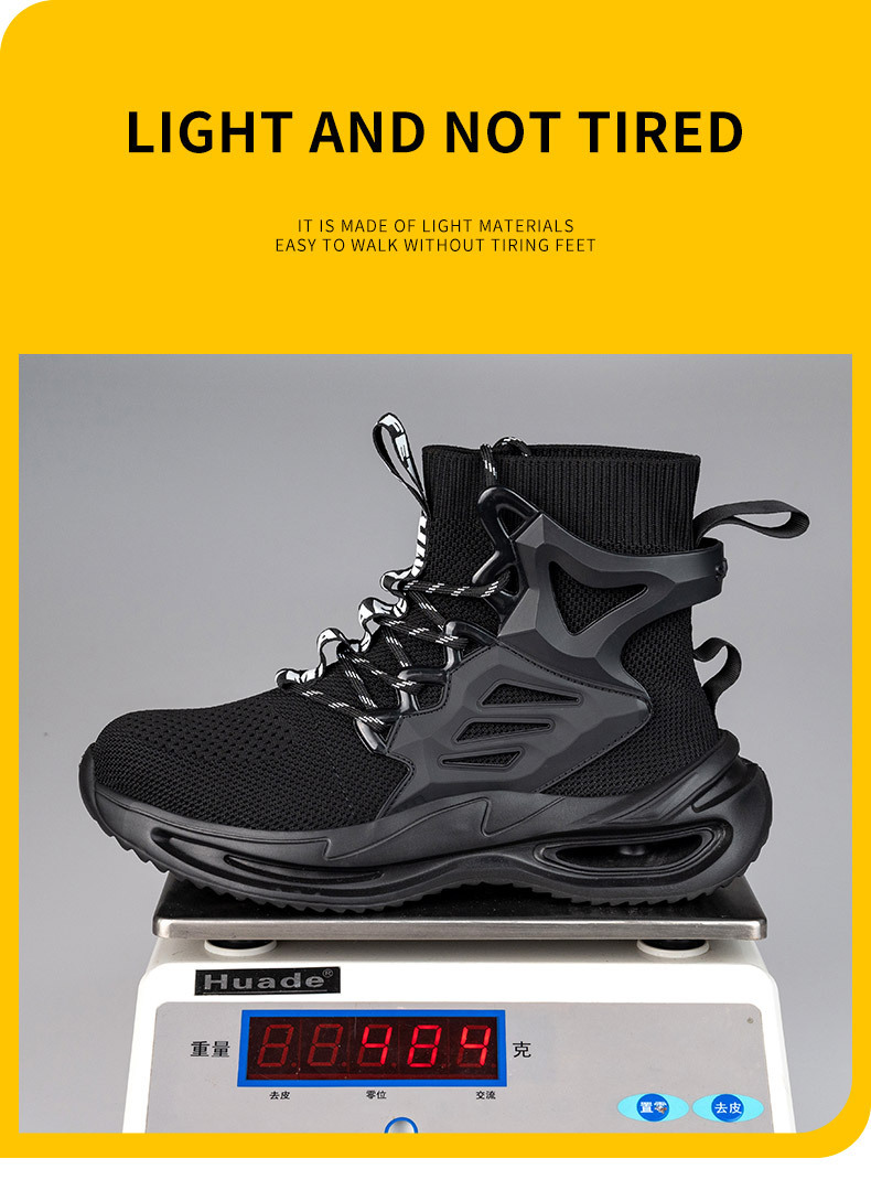 OEM Security Work Boots With Mid-cut Flying Knit Safety Boots And European Standard Steel Toe