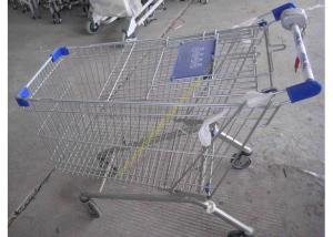 China Silver Epoxy Coating Steel Bar Metal Supermarket Cart / Coin Lock Shopping Trolley factory