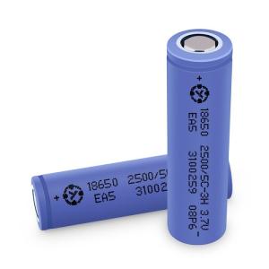 China 3.7v Lithium Ion Cells 18650 Rechargeable 2500mAh 5C Green Power Supply factory