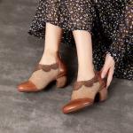 S071 2020 autumn women's shoes single shoes retro handmade hollow carved leather