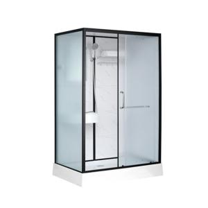 China Shower Cabins White Acrylic ABS Tray 1100*800*2150mm black aluminium factory