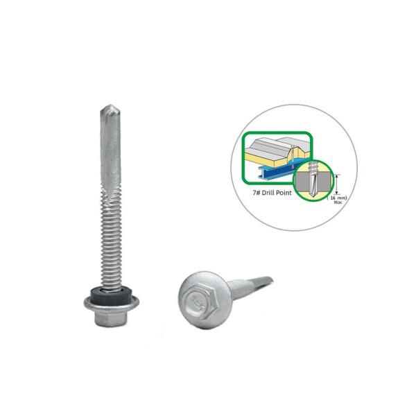 Zinc Alloy Coated Hex Flange Head Self Drilling Screw Tek 7 For Installation 5