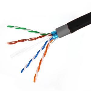 China 23AWG CAT6 FTP Cable Solid Outdoor Black PE+PVC Jacket Network Cable 1000Ft factory