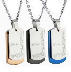 China New Fashion Tagor Jewelry 316L Stainless Steel couple Pendant Necklace TYGN257 factory