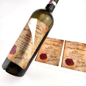 China Custom Red Wine Bottle Label Waterproof Adhesive Private Logo Brand Product Packaging Label Printing factory