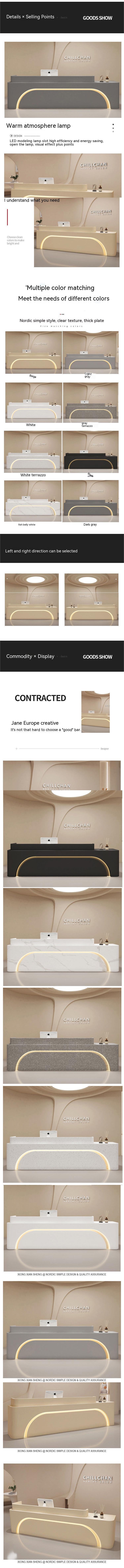 Multifunctional Simple Modern Reception Desk for Customized in Luxury White Restaurant