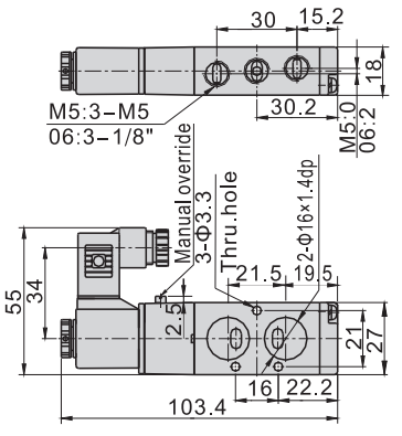 4M110-06 Airtac Type 5/2 Way Namur Mount Solenoid Valve
