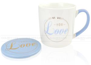 China 12OZ Custom Coffee Mugs Blue Glaze Eco - Friendly AB Grade With Gold Style factory